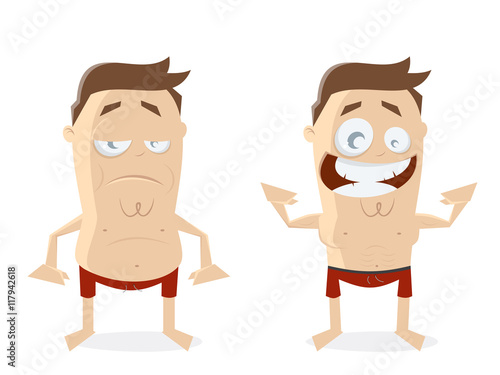 fat and athletic guy cartoon clipart