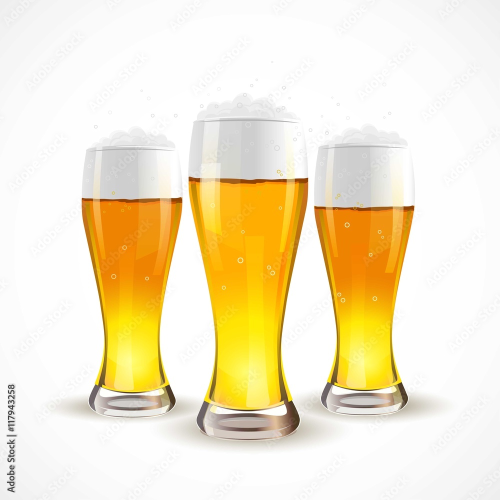 Realistic Isolated glass of beer. Vector illustration Realistic Isolated glass of beer. Vector illustration