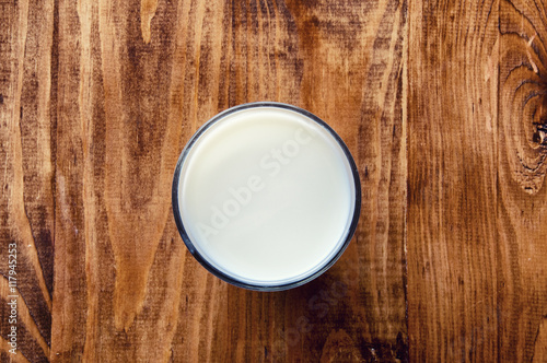 Milk on a wooden table