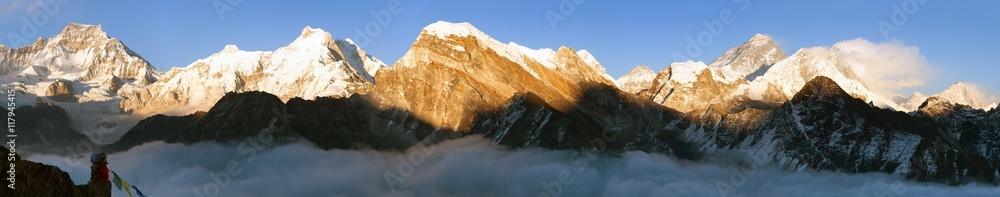 Evening panoramic view of mount Everest