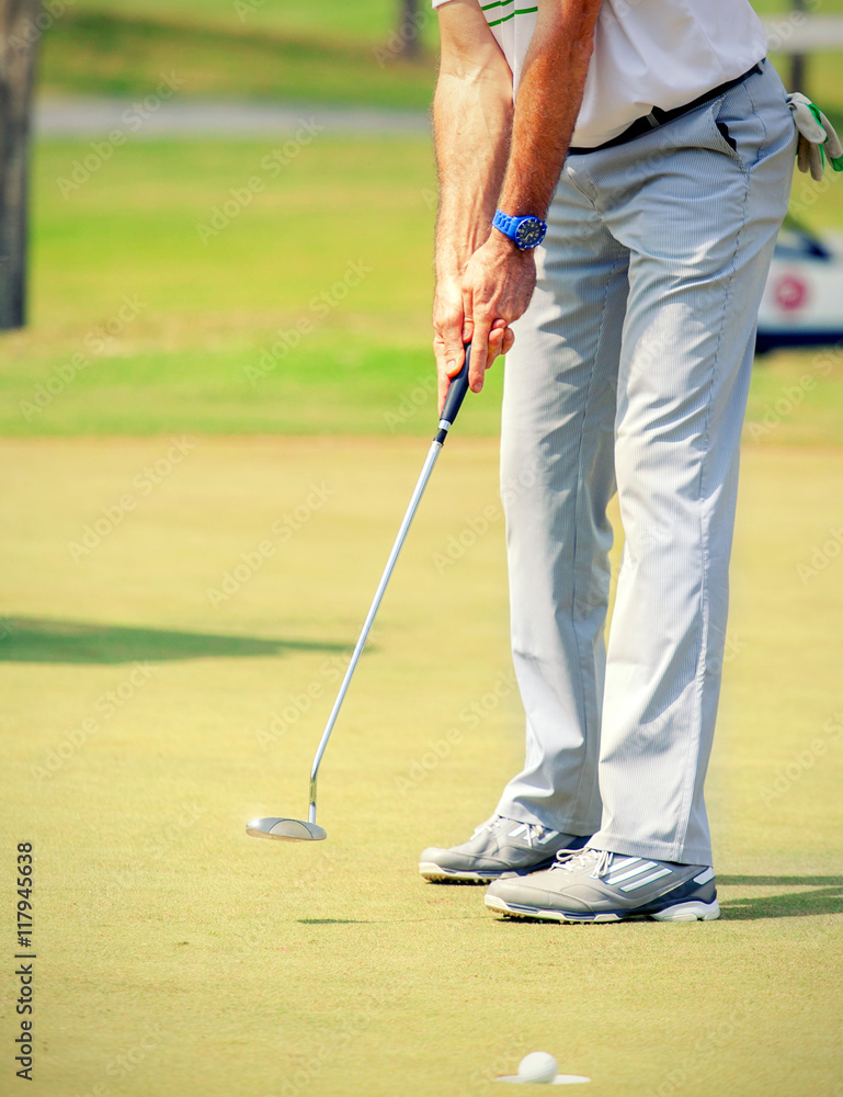Obraz premium Golfer drove the ball into the hole