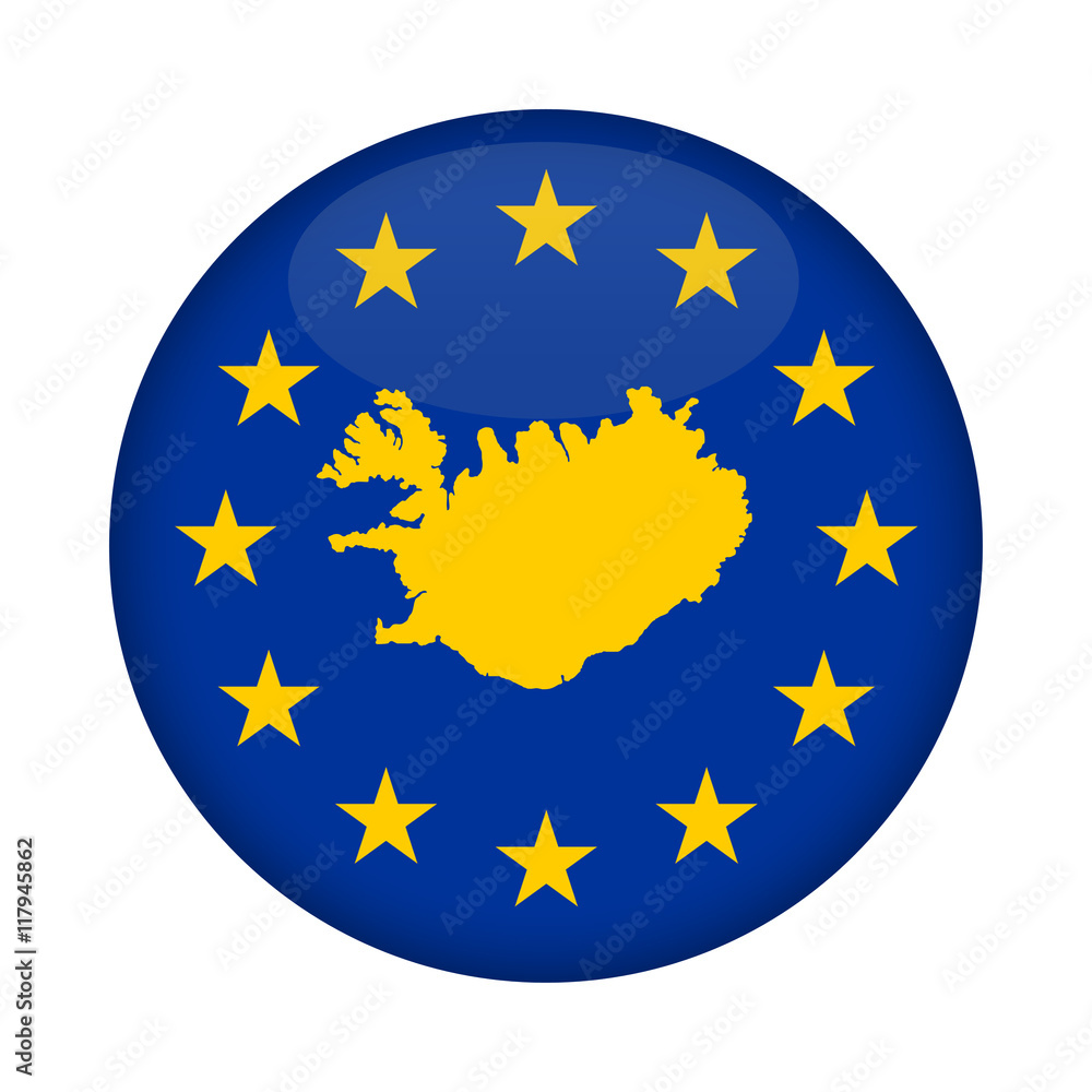 Iceland map European Union flag button Iceland map European Union flag button