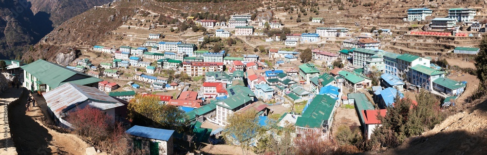 panoramatic view of Namche Bazar village