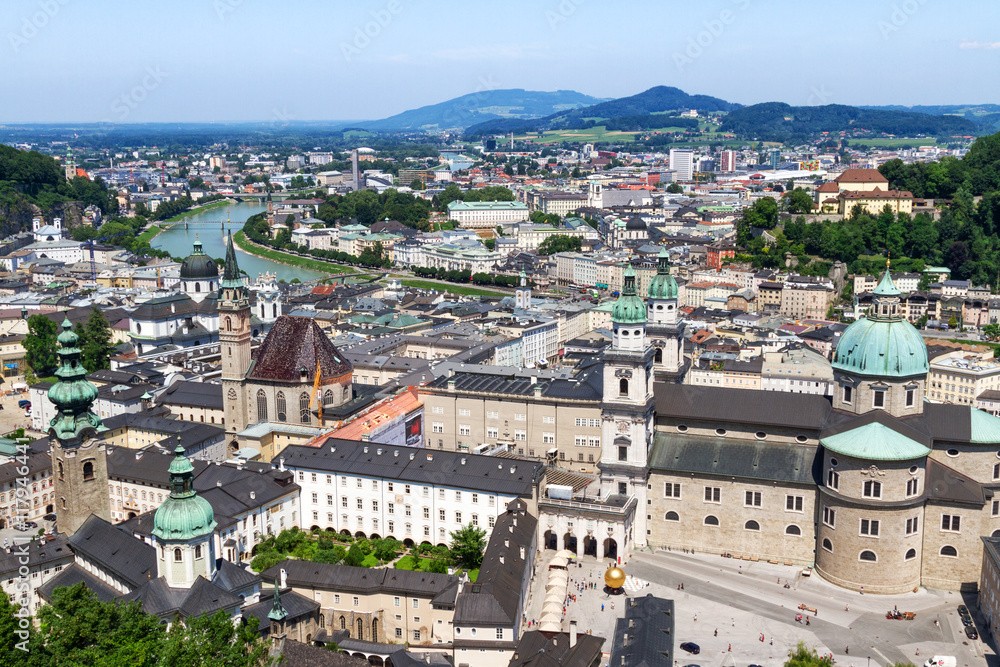 View of historic city of Salzburg