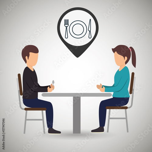 couple sitting dinner vector illustration eps 10 photo