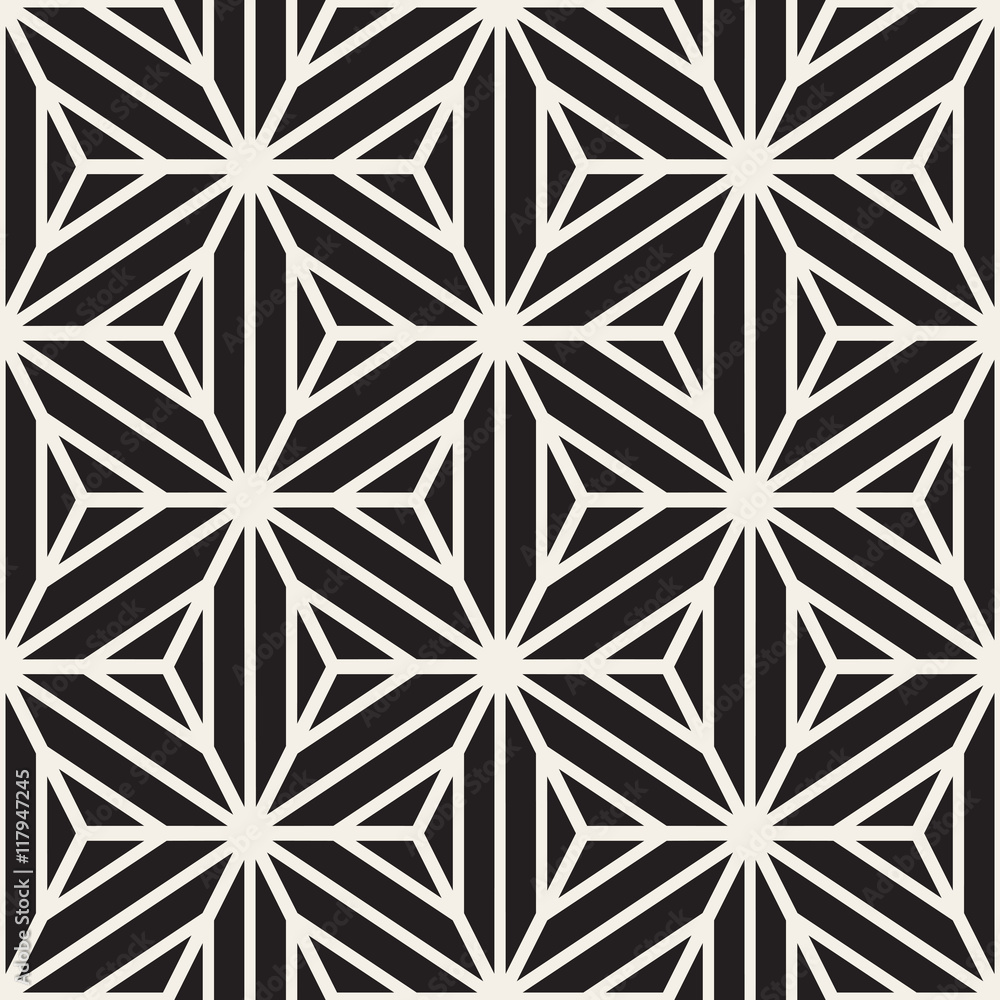 Vector Seamless Black And White Star Lines Grid Pattern Vector Seamless Black And White Star Lines Grid Pattern