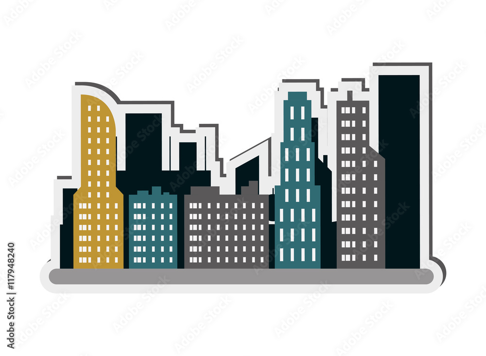 flat design city buildings icon vector illustration