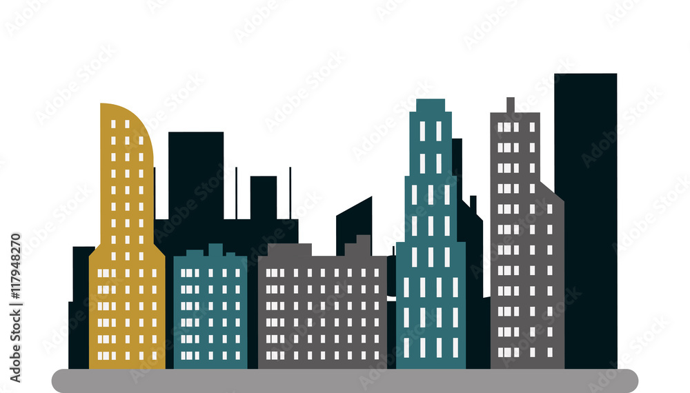 flat design city buildings icon vector illustration