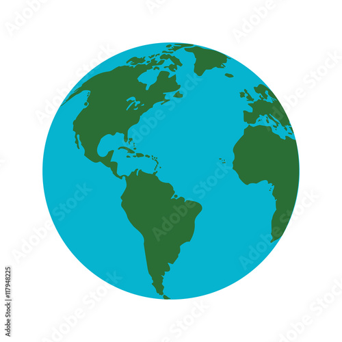 flat design earth globe icon vector illustration