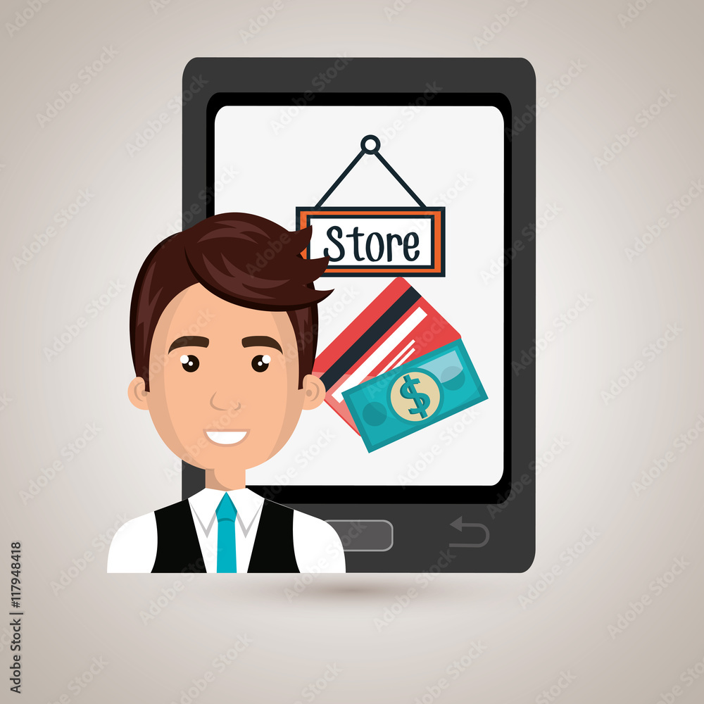 man cellphone credit card vector illustration graphic man cellphone credit card vector illustration graphic