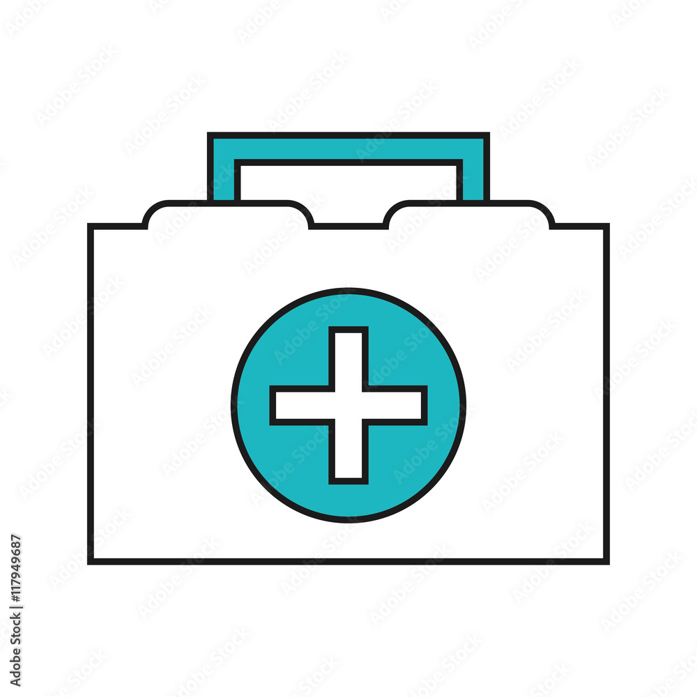 Obraz premium simple flat design first aid kit icon vector illustration