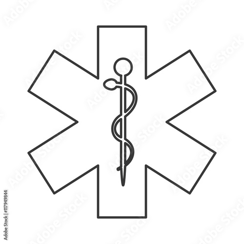 flat design rod of asclepius icon vector illustration