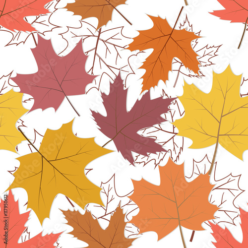 Seamless background with autumn leaves.