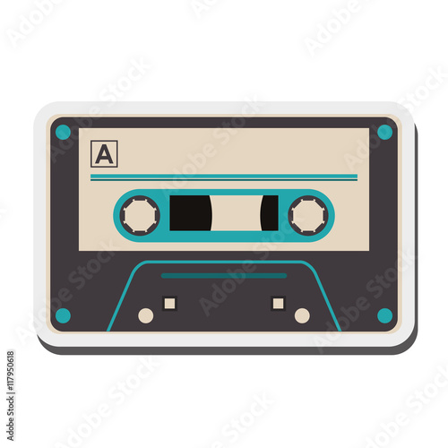 flat design single cassette icon vector illustration