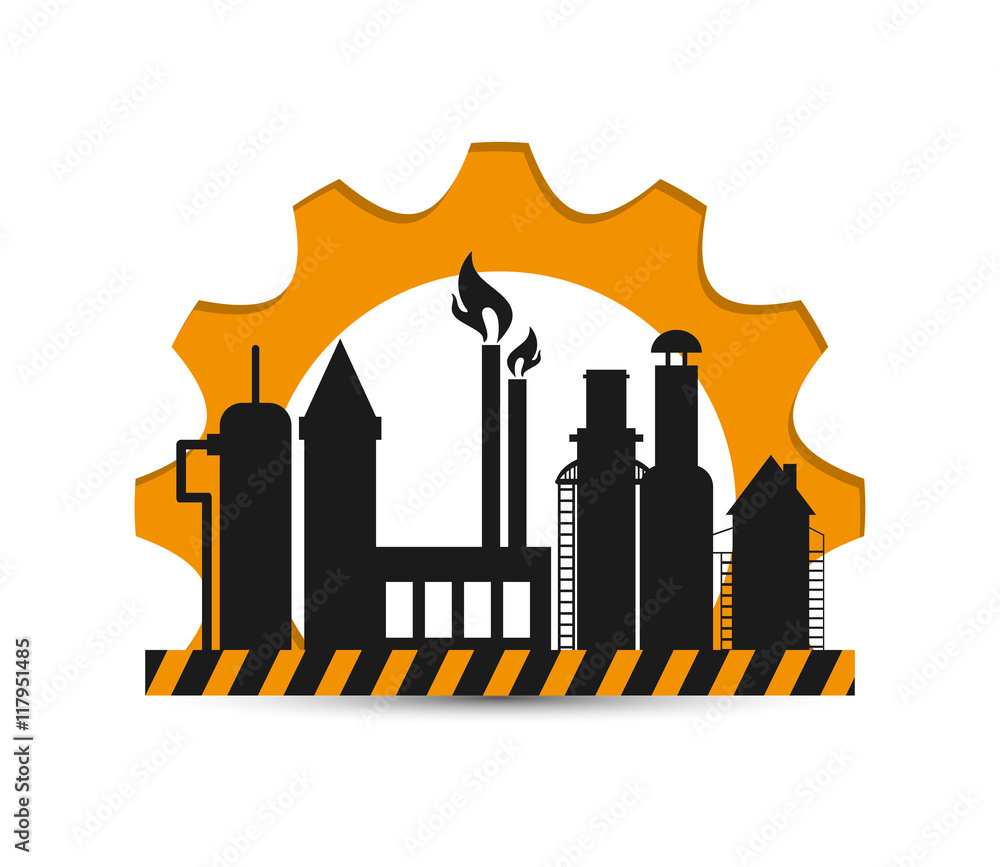 flat design oil refinery with gear icon vector illustration flat design oil refinery with gear icon vector illustration