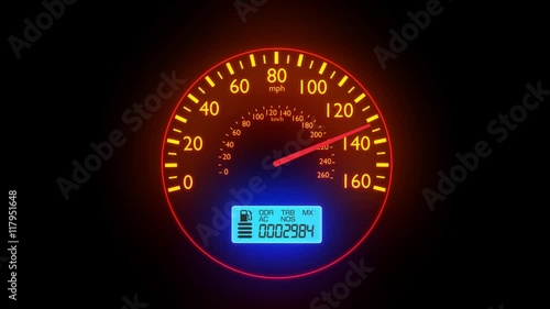 Speedometer fast car automobile speed dashboard accelerate mph kph light 4k