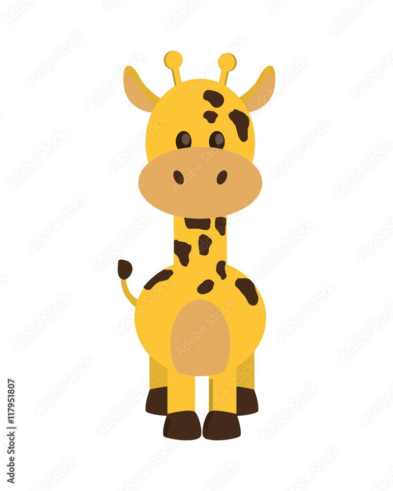 Obraz premium flat design giraffe cartoon icon vector illustration