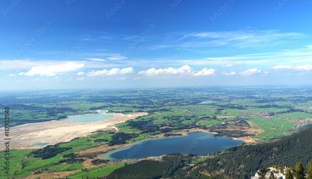 Aerial landscape of beautiful Bavarian valley