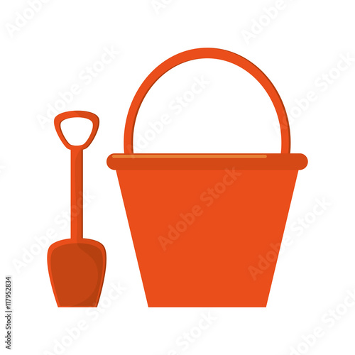 flat design bucket and shovel icon vector illustration