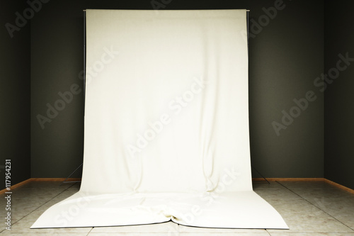 3d illustration of white cloth background in the photo studio.
