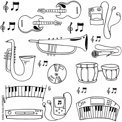 Many music set doodles element