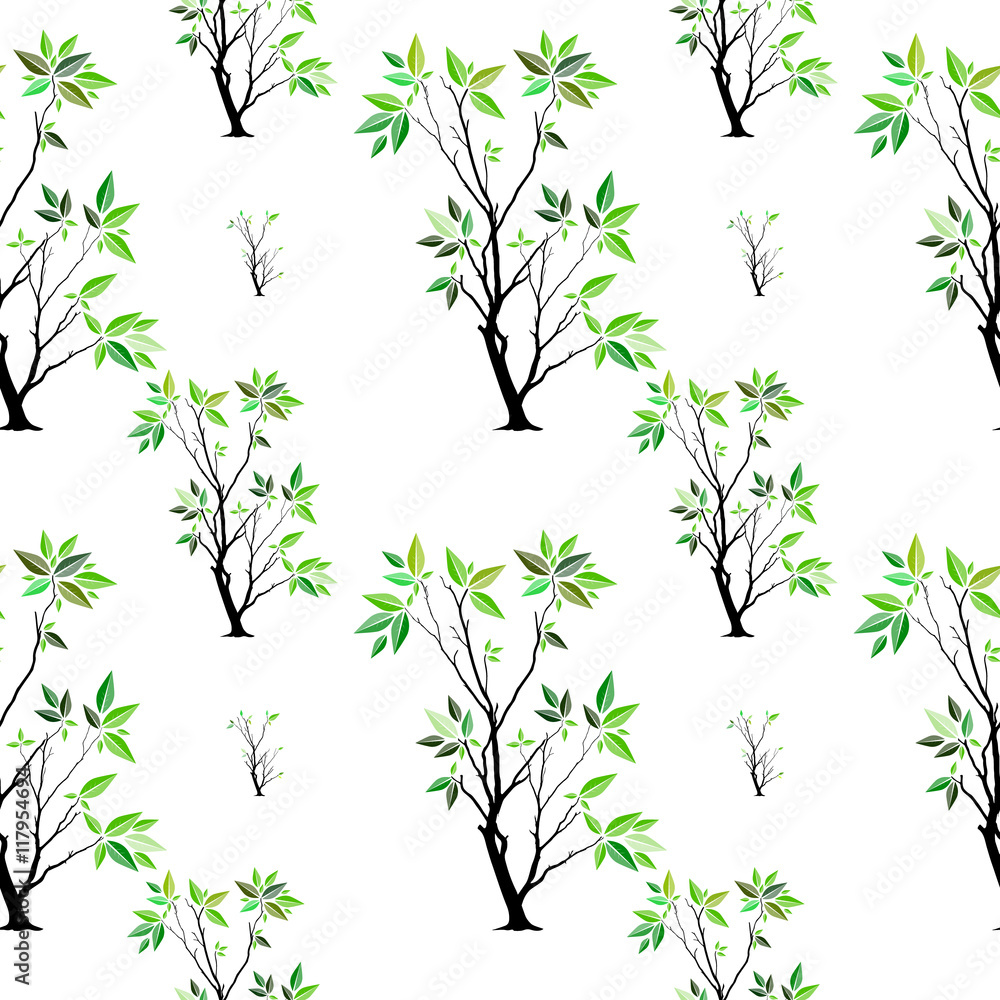 Seamless tree pattern background vector Seamless tree pattern background vector
