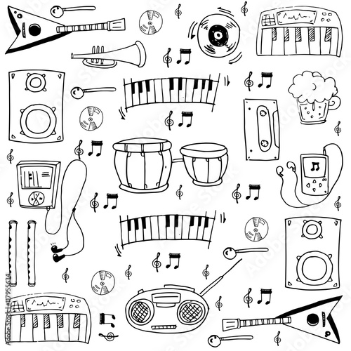 Object music doodles vector art