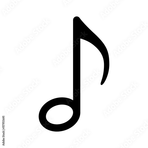 Quaver or eighth music / musical note line art icon for radio apps and websites