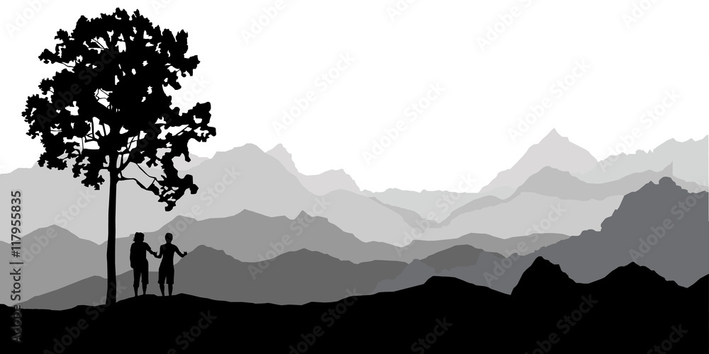 Love Sweet beside a tree, Vector illustrations. Love Sweet beside a tree, Vector illustrations.