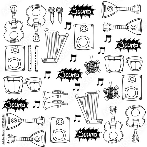 Flat doodle music element