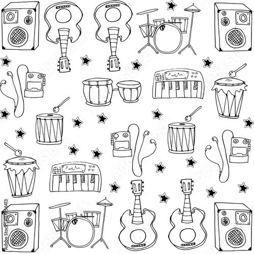 Stock collection music set doodles