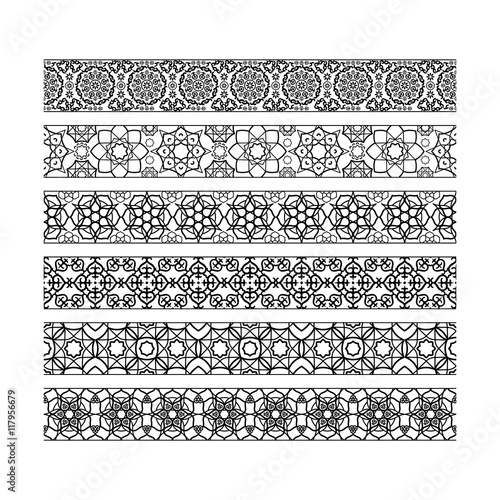 Black borders with arabic pattern. Vector illustration