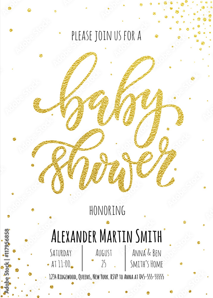 Baby Shower invitation card template. - obrazy, fototapety, plakaty 
