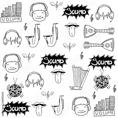 Music doodle set stoock vector