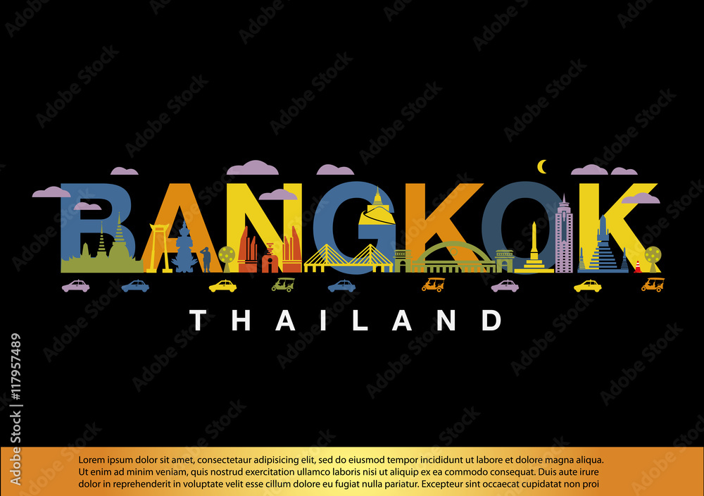 Naklejka premium Bangkok Thailand banner vector illustration