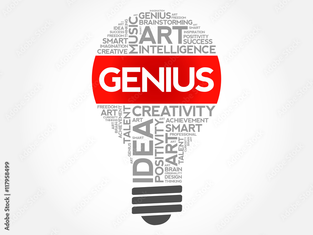 GENIUS bulb word cloud collage, business concept background GENIUS bulb word cloud collage, business concept background