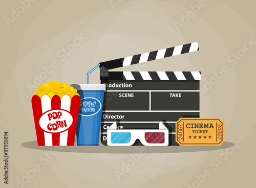 Retro movie set. cinema items