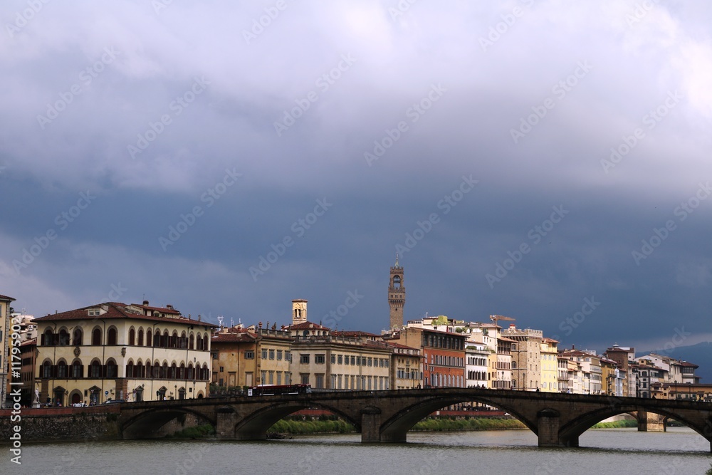 Fototapeta premium Summer thunderstorm over Florence Italy
