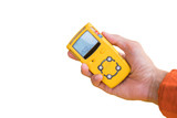 Hand hold gas detector for chek gas leak isolate on white