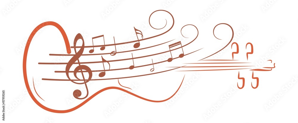 violin Sketch with notes. violin Sketch with notes.
