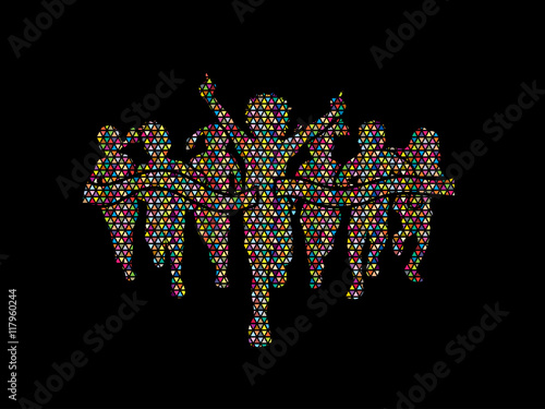 Winner Running, Group of Children Running, designed using colorful mosaic pattern graphic vector.