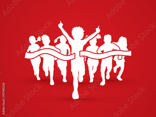 Winner Running, Group of Children Running graphic vector.