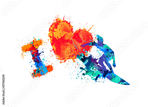 I love surfing. Splash paint sport illustration