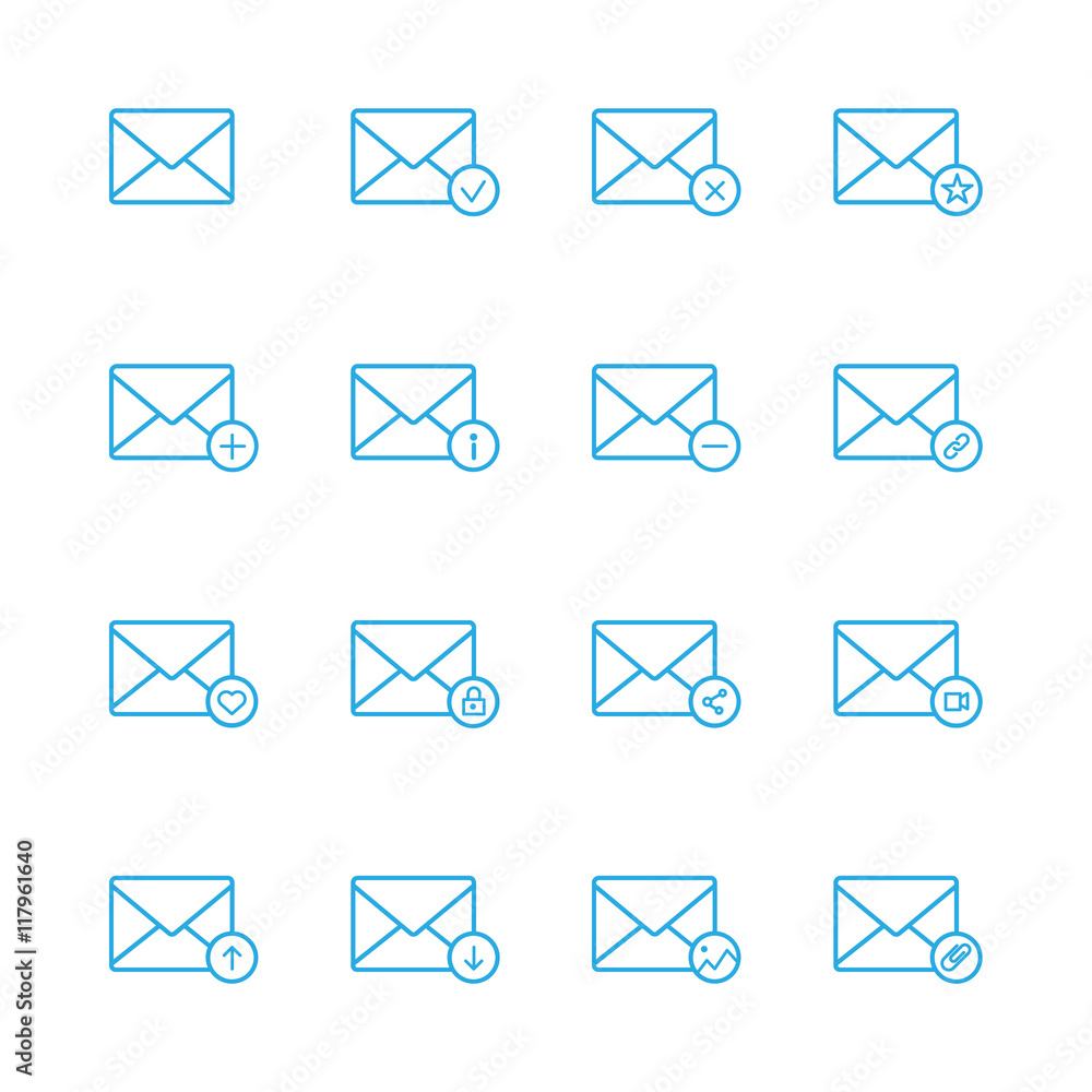 E-mail line blue icons E-mail line blue icons