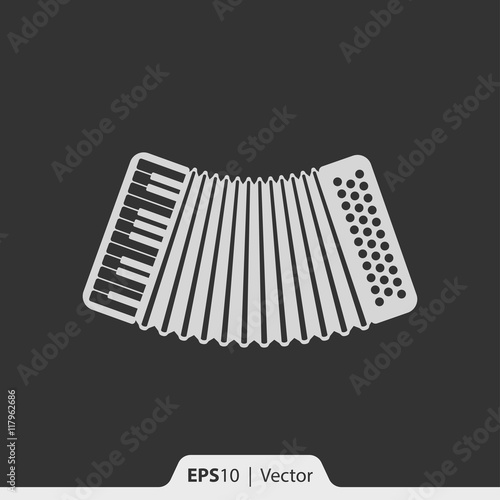 Accordion musical instrument vector icon for web and mobile