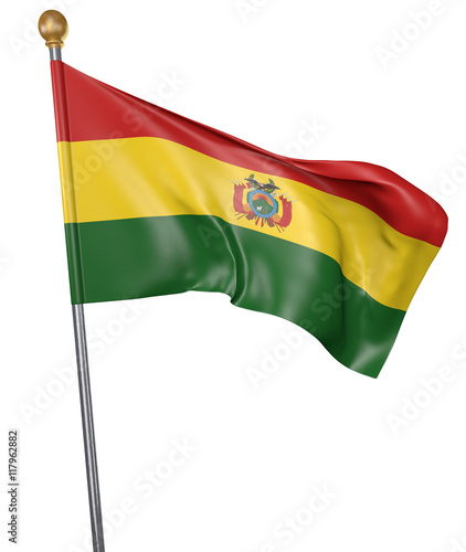 National flag for country of Bolivia isolated on white background, 3D rendering