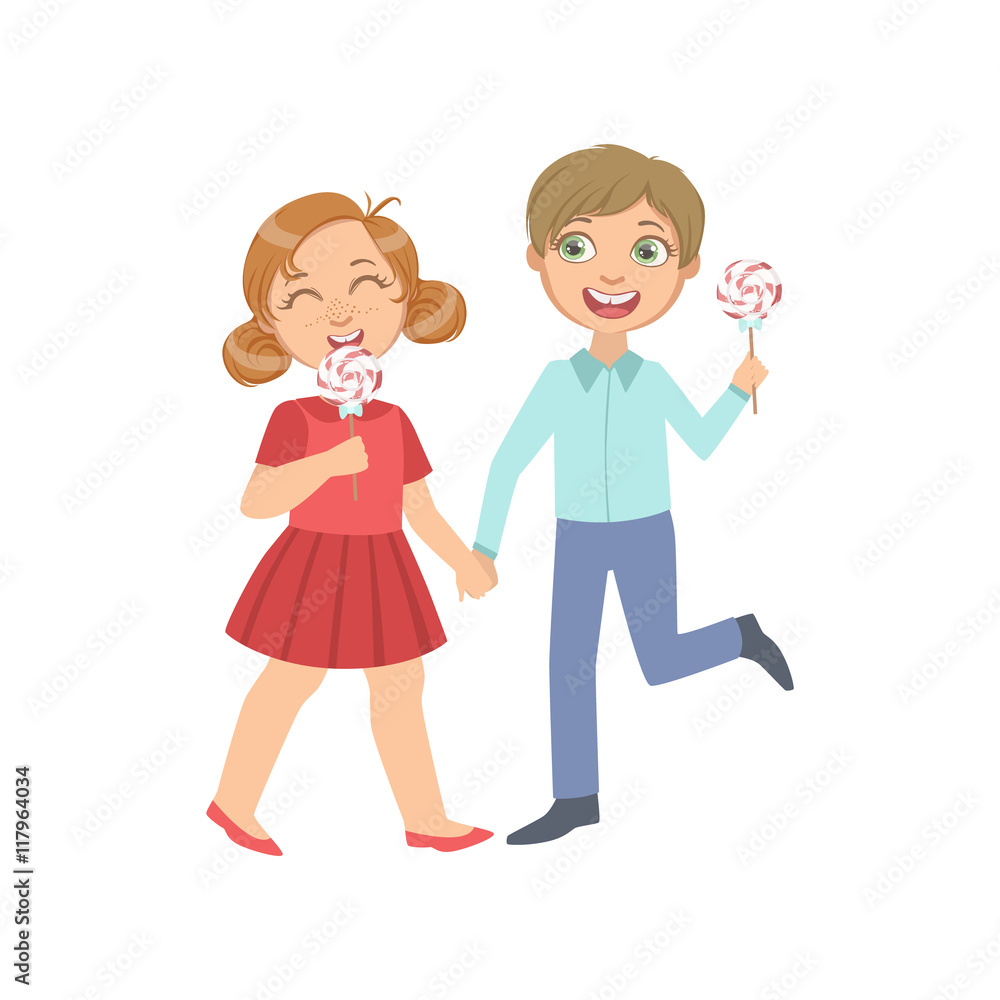 Boy And Girl On A Date Eating Candy Boy And Girl On A Date Eating Candy