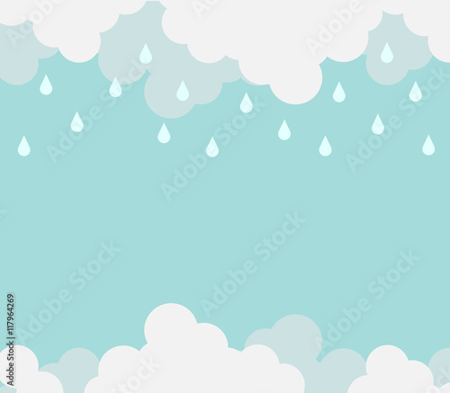 Monsoon season background with cloud and rain. sale banner season off. poster advertising. Flat design business financial marketing sale advertisement concept cartoon illustration.