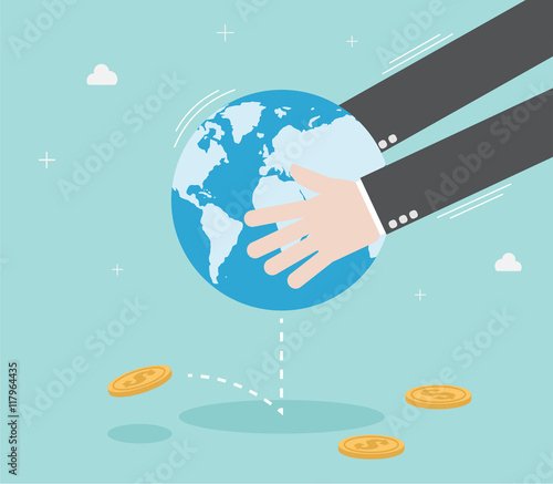 Online business by smartphone. Mobile payments. Money transaction. Financial freedom. Money is everywhere. Flat design business financial marketing advertisement concept cartoon illustration.