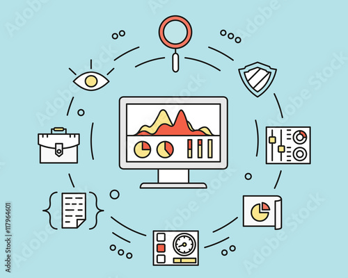 Traffic of statistics and bandwidth, accounting and economy of  Internet traffic - safety, reliability and benefit for users. Vector flat illustration, isolated on blue background